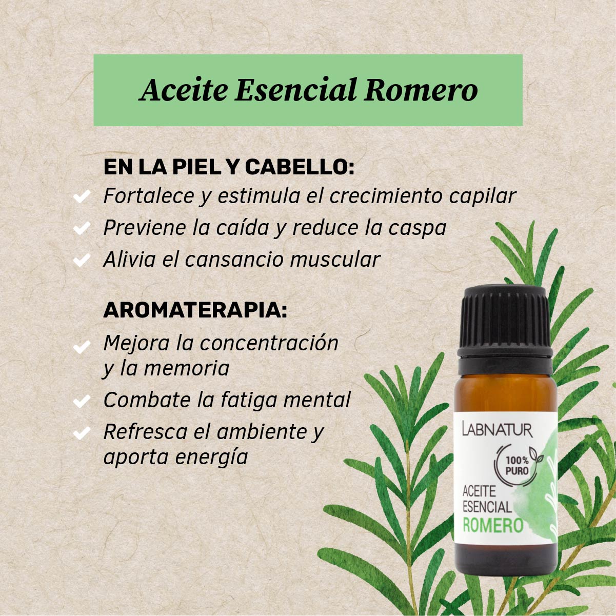 Aceite Esencial Romero 100% Puro 10ml Labnatur