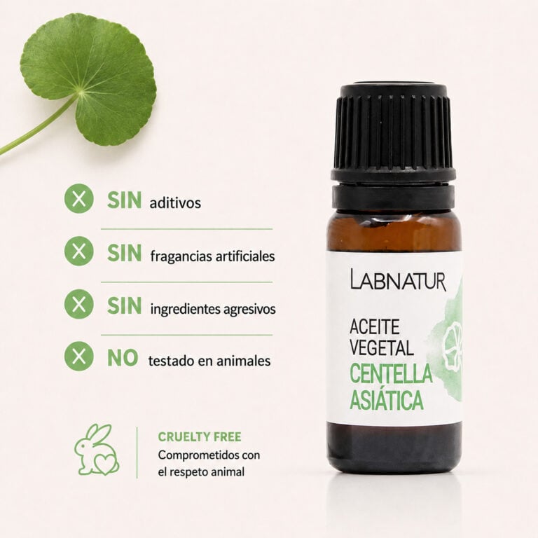 Aceite Vegetal Centella Asiática Labnatur sin aditivos, sin fragancias artificiales, sin ingredientes agresivos y cruelty free.