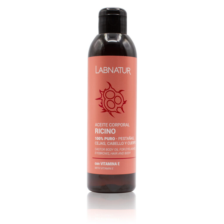 Aceite Corporal Ricino 200ml Labnatur con aceite de ricino 100% puro y vitamina E para piel, cabello, pestañas y cejas.