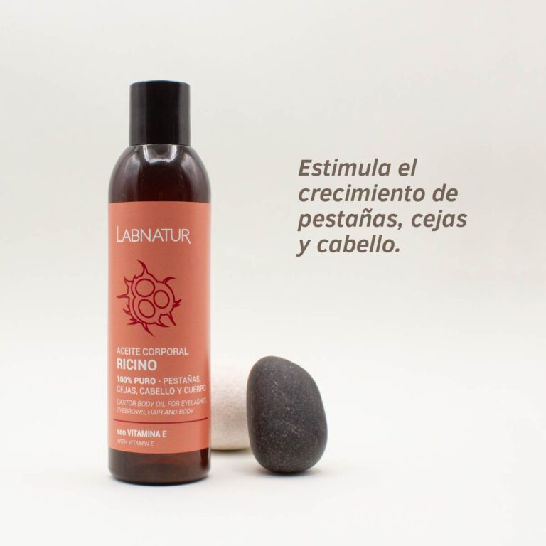 Aceite Corporal Ricino Labnatur 200ml para cuidar pestañas, cejas y cabello con aceite de ricino 100% puro y vitamina E.