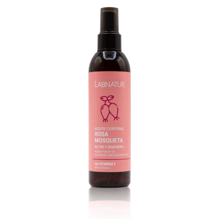 Aceite Corporal Rosa Mosqueta 200 ml Labnatur con vitamina E para hidratar, nutrir y mejorar visualmente manchas, estrías y cicatrices.
