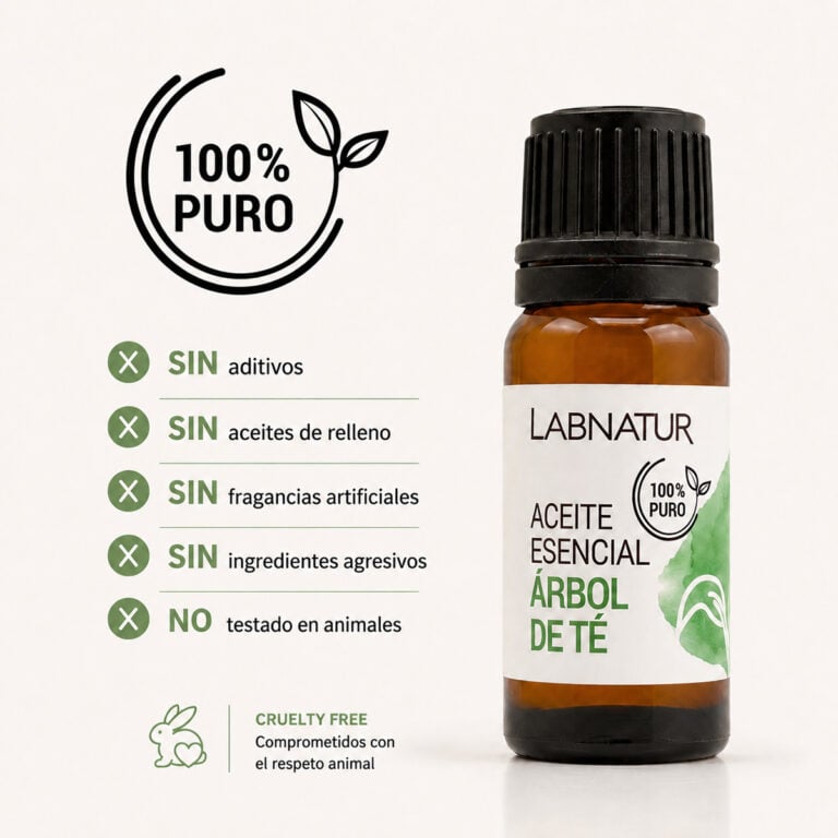 Aceite Esencial Árbol de Té 100% Puro Labnatur 10ml para pies, uñas, piernas cansadas y difusor de aromas.