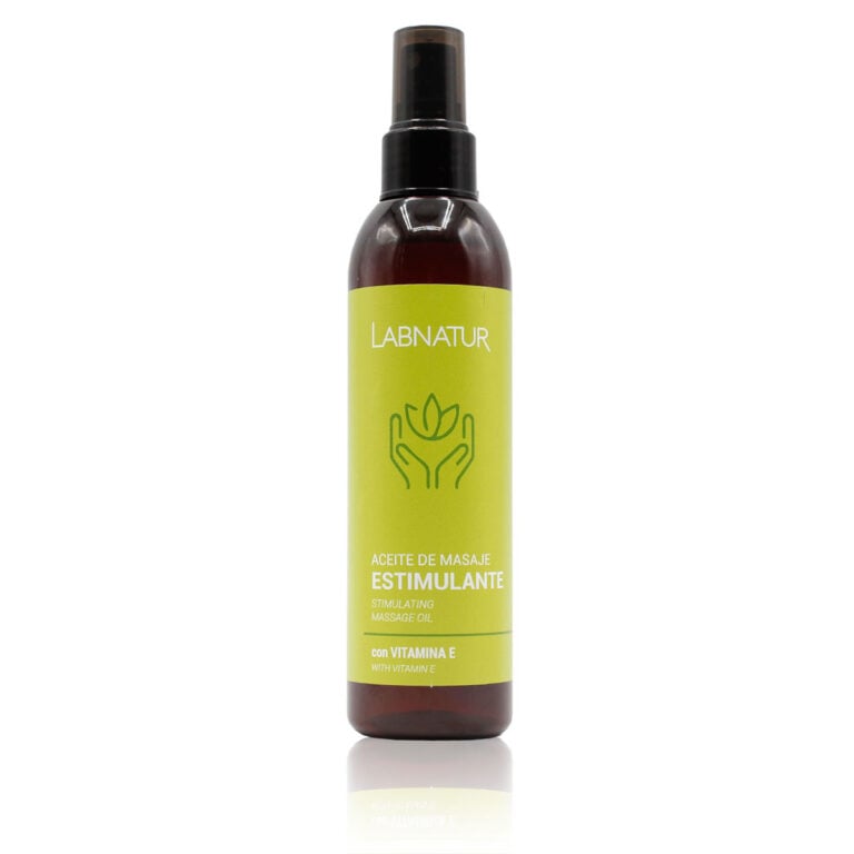 Aceite Masaje Estimulante 200ml Labnatur con mejorana, menta, romero y vitamina E para masajes corporales revitalizantes.