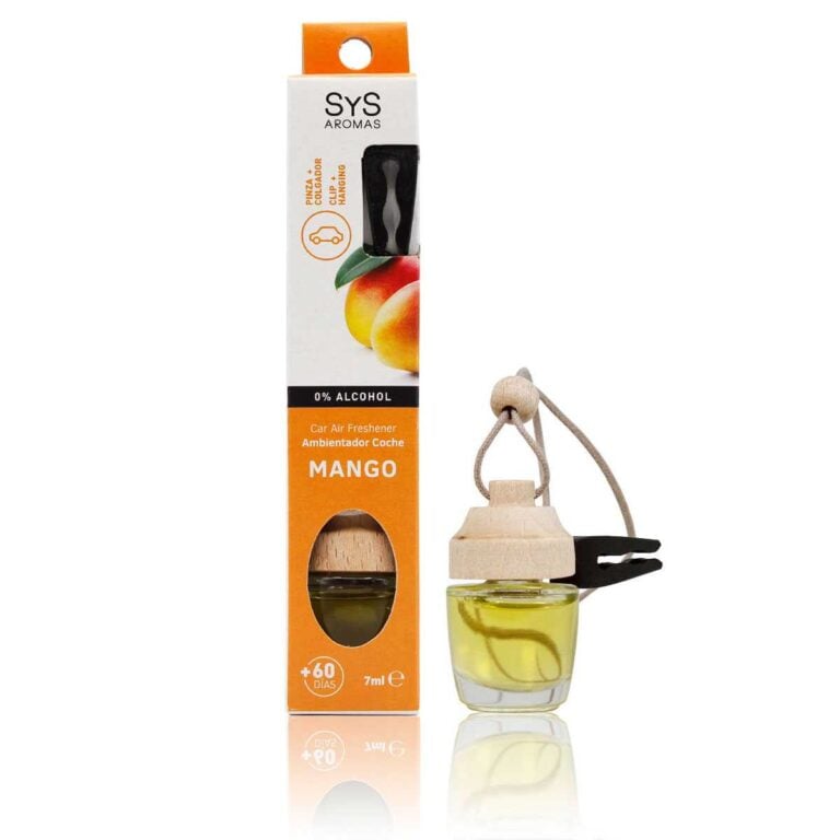Ambientador coche Mango 7ml + Pinza SYS Aromas aroma tropical y afrutado para rejilla de ventilación