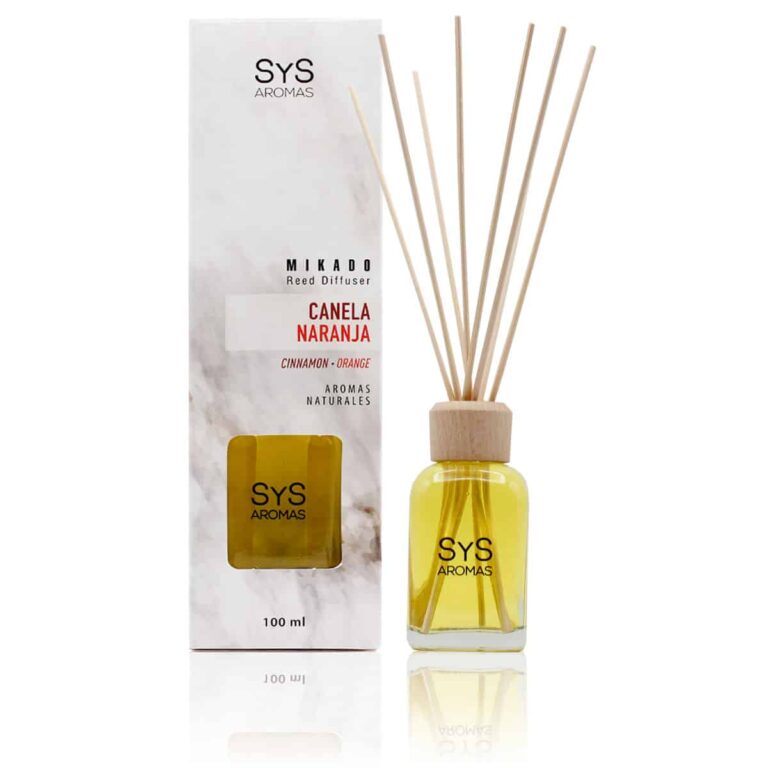Ambientador mikado Canela-Naranja 100ml Mármol SYS Aromas con varillas difusoras