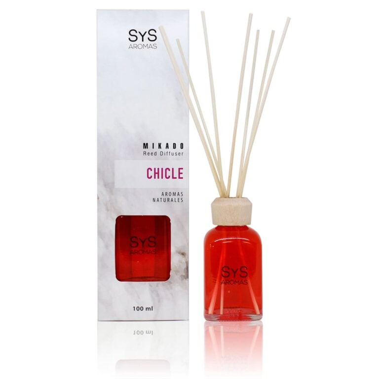 Ambientador mikado Chicle 100ml Mármol SYS Aromas con varillas difusoras aroma dulce y afrutado