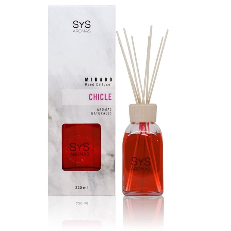 Ambientador mikado Chicle 220ml Mármol SYS Aromas con varillas difusoras aroma dulce y afrutado