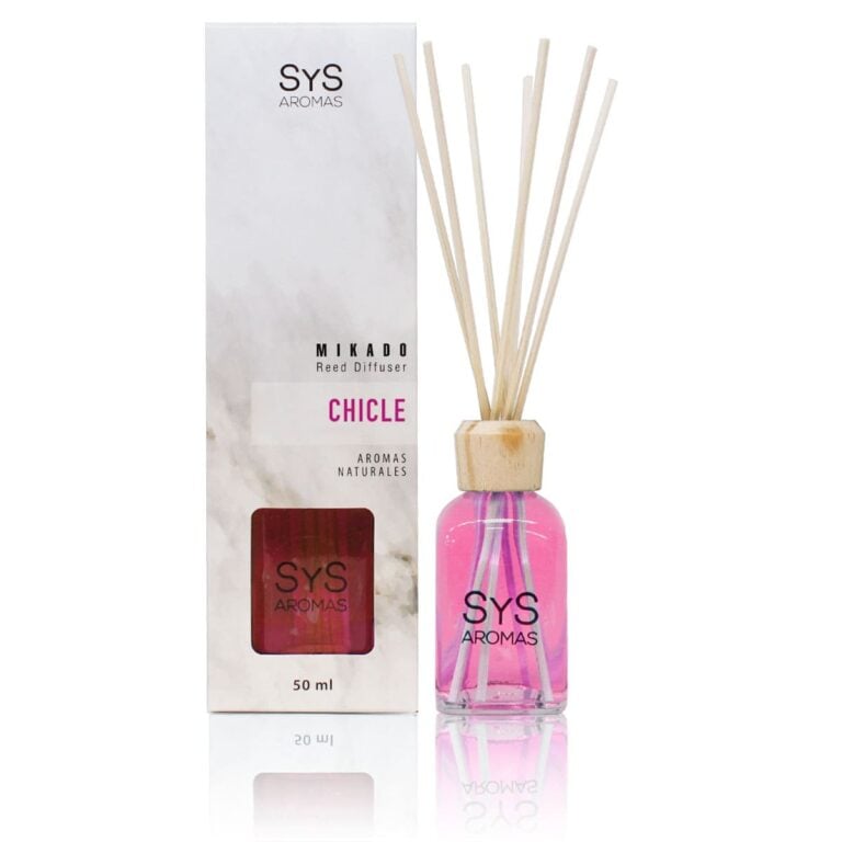 Ambientador mikado Chicle 50ml Mármol SYS Aromas con varillas difusoras aroma dulce y afrutado