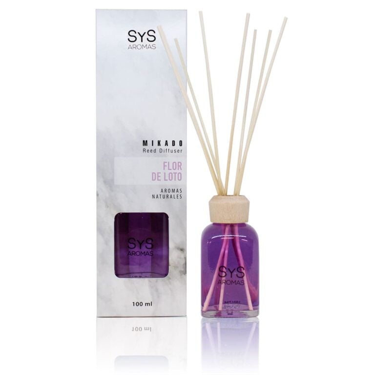 Ambientador mikado Flor de Loto 100ml Mármol SYS Aromas con varillas difusoras aroma floral y oriental