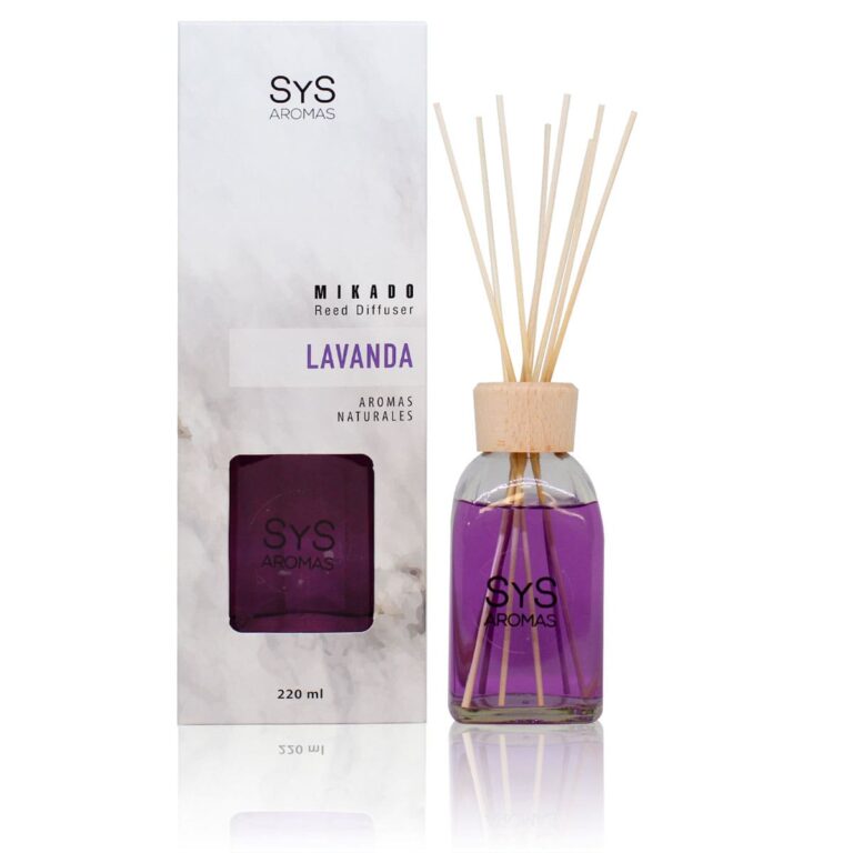 Ambientador mikado Lavanda 220ml Mármol SYS Aromas con varillas difusoras aroma floral relajante