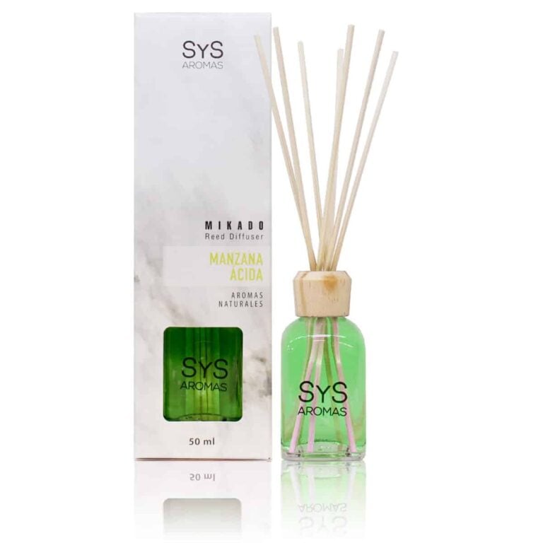 Ambientador mikado Manzana Ácida 50ml Mármol SYS Aromas con varillas difusoras aroma afrutado y fresco