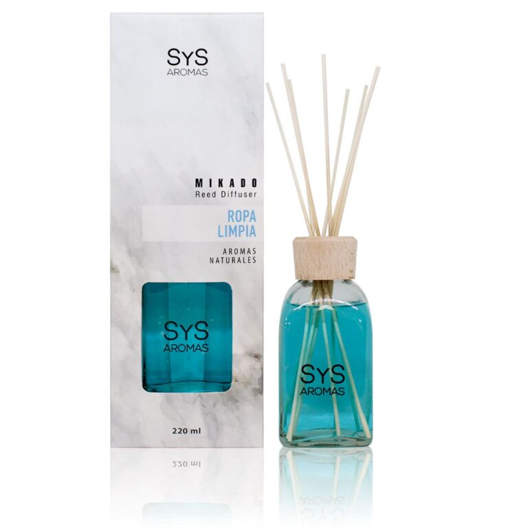 Ambientador mikado Ropa Limpia 220ml Mármol SYS Aromas con varillas difusoras aroma fresco y limpio