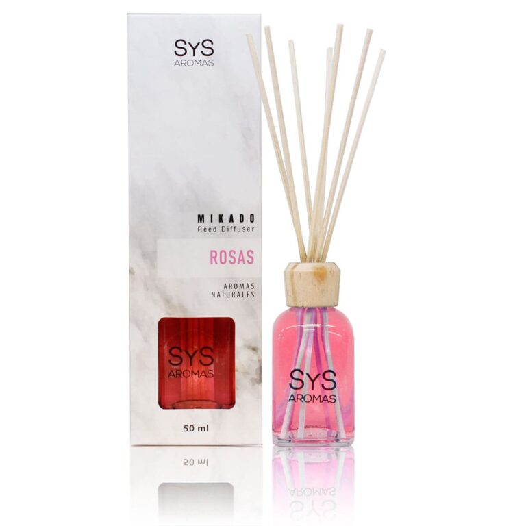 Ambientador mikado Rosas 50ml Mármol SYS Aromas con varillas difusoras aroma floral y elegante