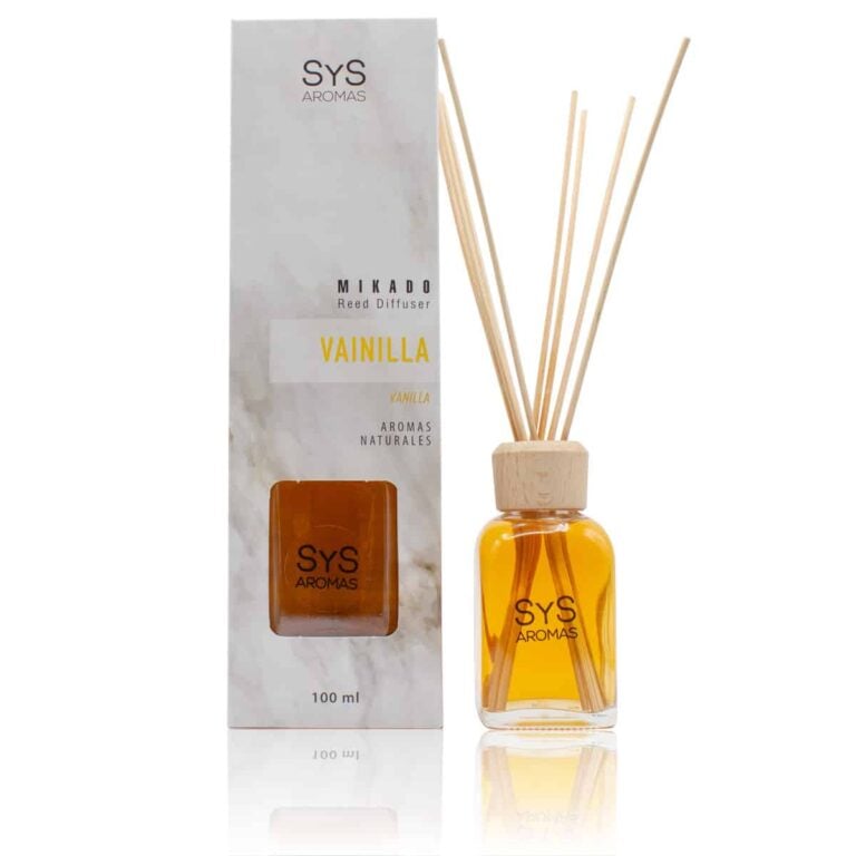 Ambientador mikado Vainilla 100ml Mármol SYS Aromas con varillas difusoras aroma dulce y caramelizado