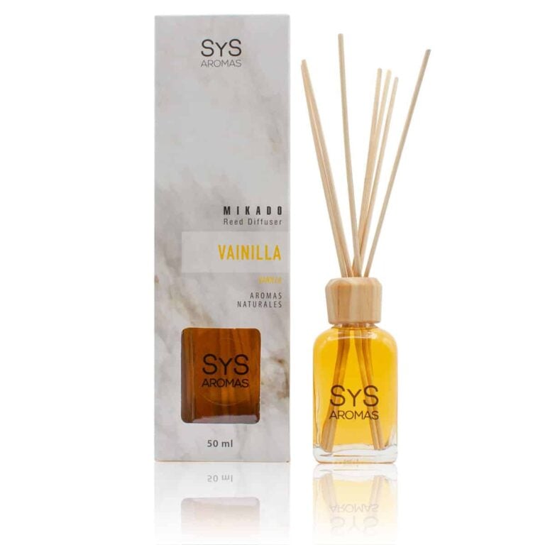 Ambientador mikado Vainilla 50ml Mármol SYS Aromas con varillas difusoras aroma dulce y caramelizado