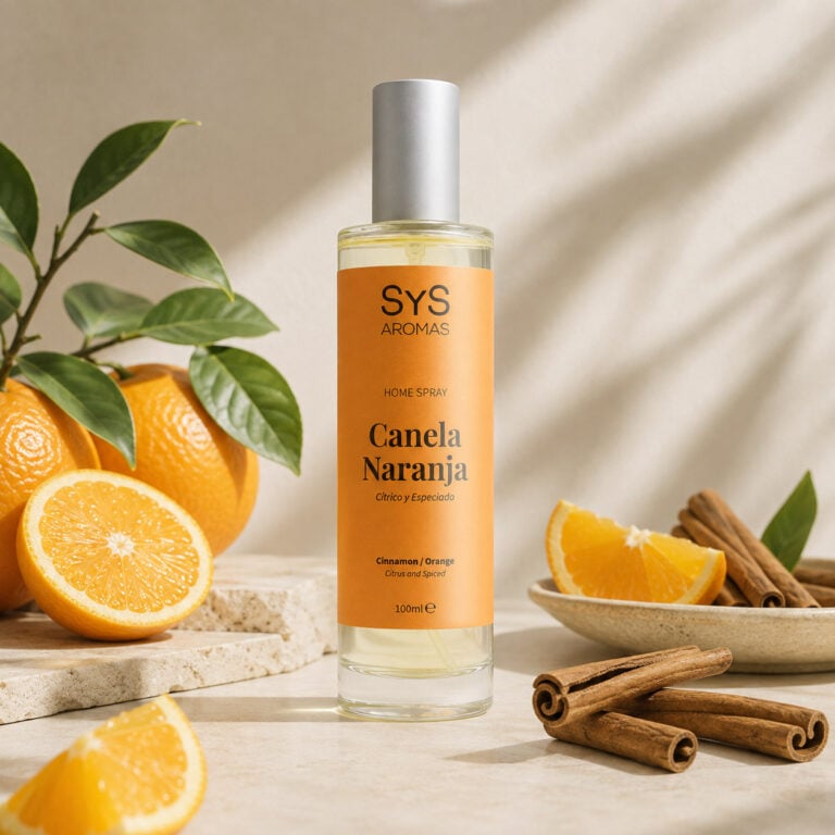 Ambientador Pulverizador Canela-Naranja 100 ml Origins SYS Aromas con naranja, canela en rama y fragancia cítrica especiada.