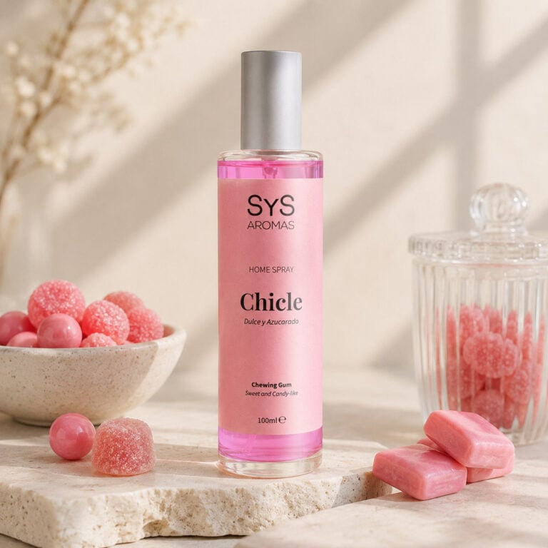 Ambientador Pulverizador Chicle 100 ml Origins SYS Aromas con caramelos rosas, chicles y aroma dulce azucarado.
