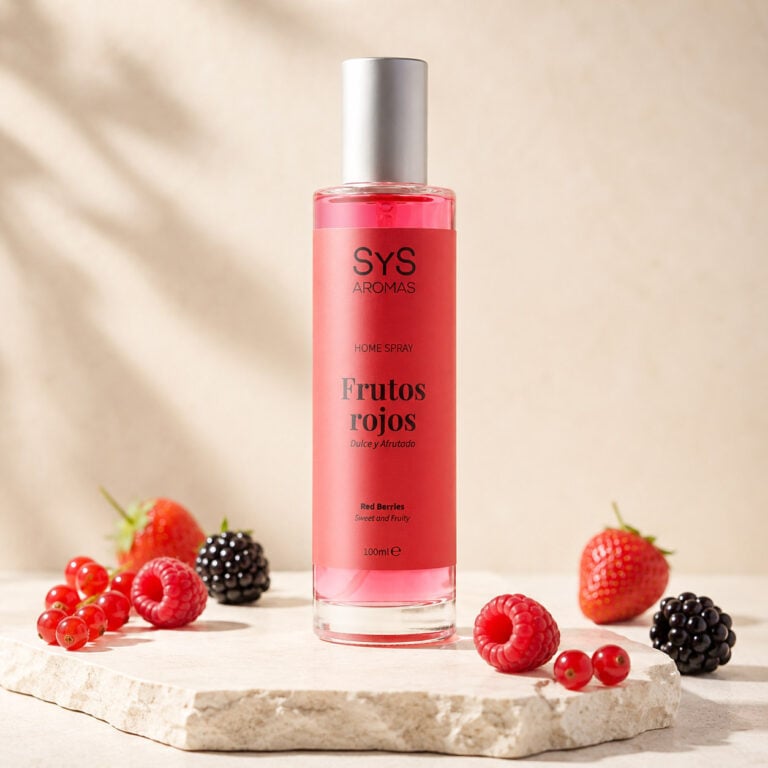 Ambientador Pulverizador Frutos Rojos 100 ml Origins SYS Aromas con frambuesas, fresas, moras y aroma dulce afrutado.