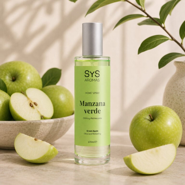 Ambientador Pulverizador Manzana Verde 100 ml Origins SYS Aromas con manzanas verdes enteras y cortadas, aroma fresco y afrutado.