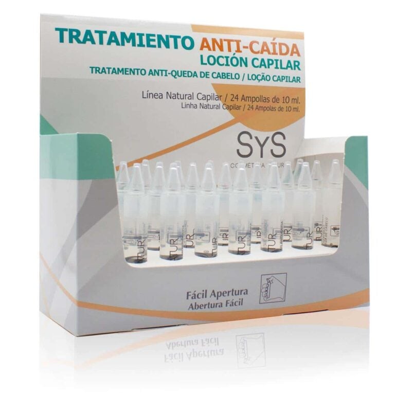 Ampollas Anticaída Pelo 24 unidades SYS con extractos naturales de soja y trigo para cabello debilitado.