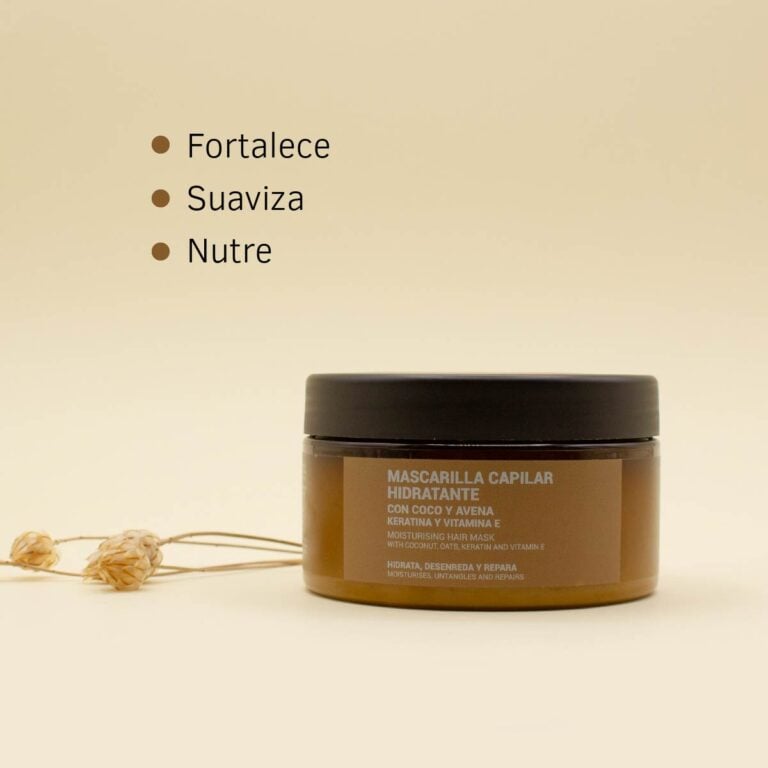 Beneficios de la Mascarilla Capilar Coco y Avena Labnatur: fortalece, suaviza y nutre el cabello.