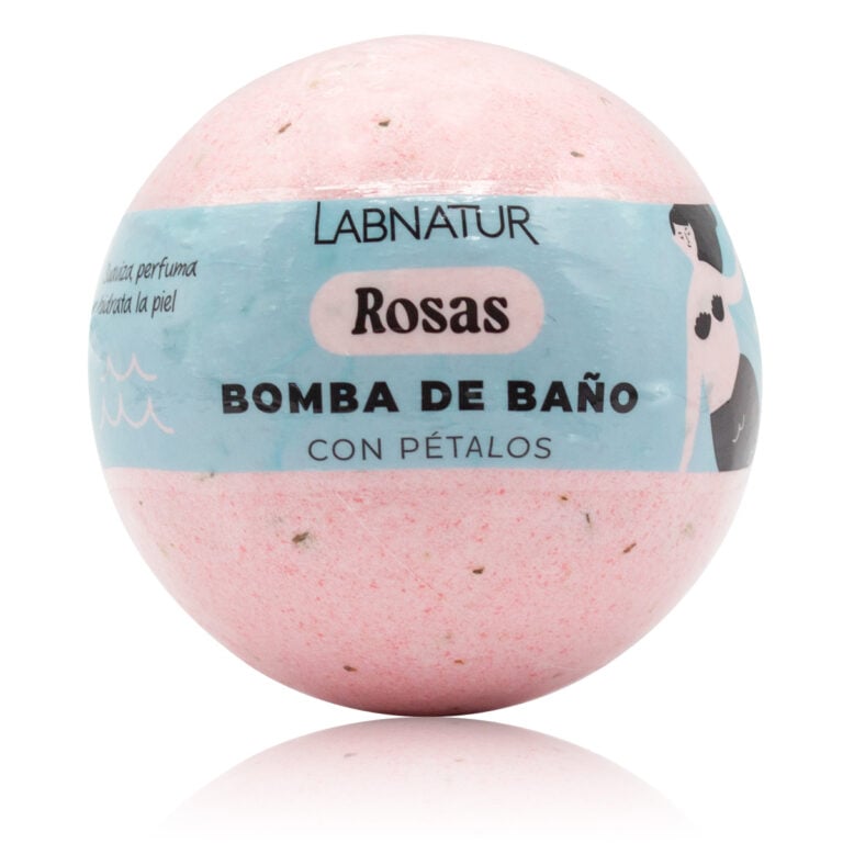 Bomba Baño Rosas con Pétalos 140g Labnatur natural y vegana para baño relajante floral
