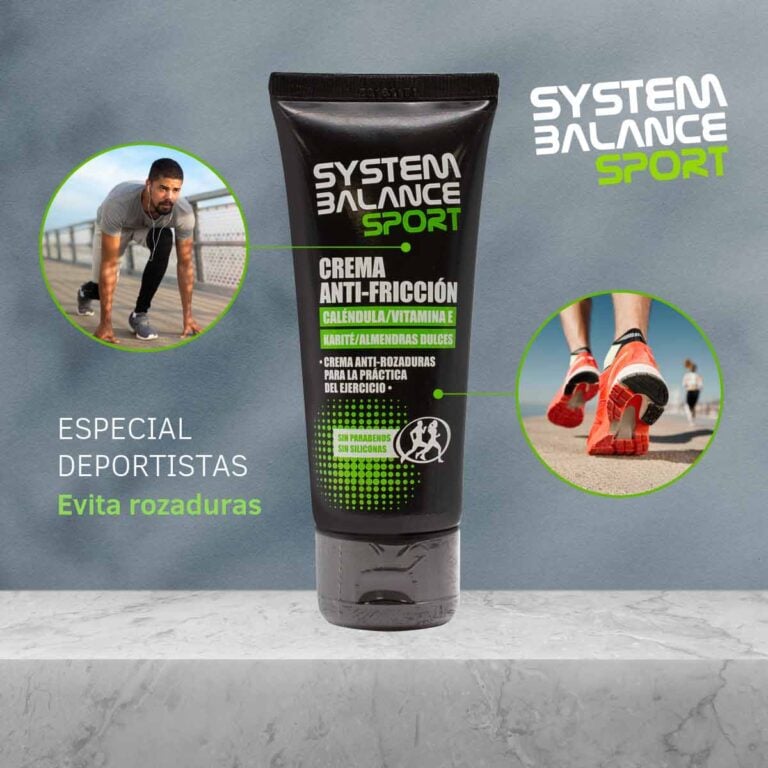 Crema Anti-Fricción System Balance Sport especial deportistas para evitar rozaduras durante el ejercicio.