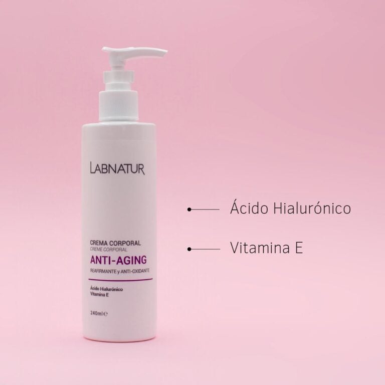 Crema Corporal Anti-Aging Labnatur con ácido hialurónico, vitamina E, rosa mosqueta y aceite de avellanas.