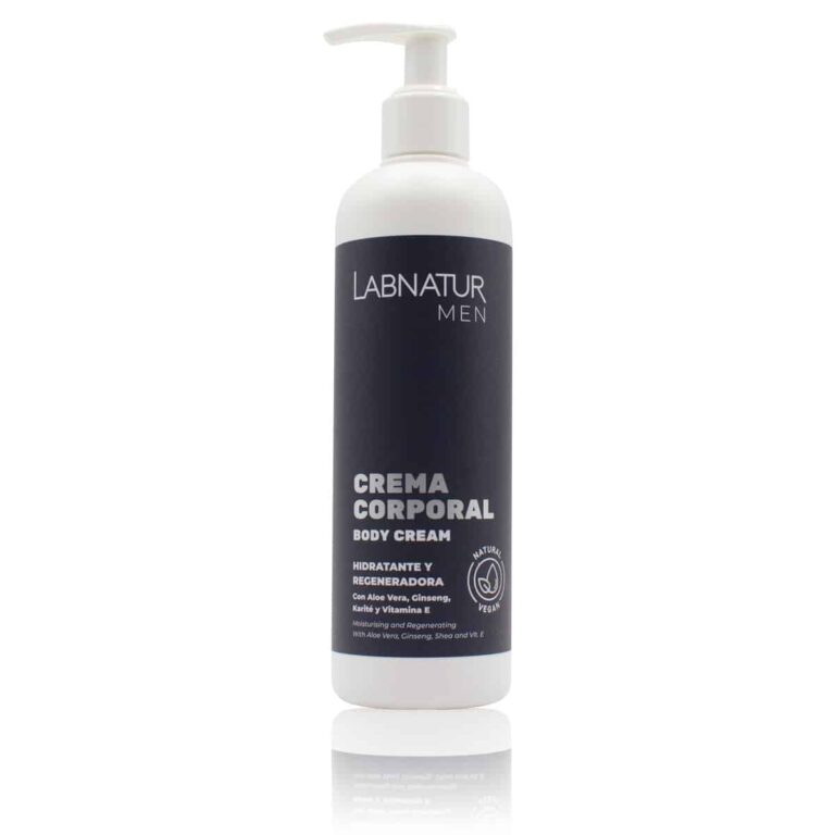 Crema corporal Hombre 300ml Labnatur con aloe vera, karité, ginseng, vitamina E y alantoína.