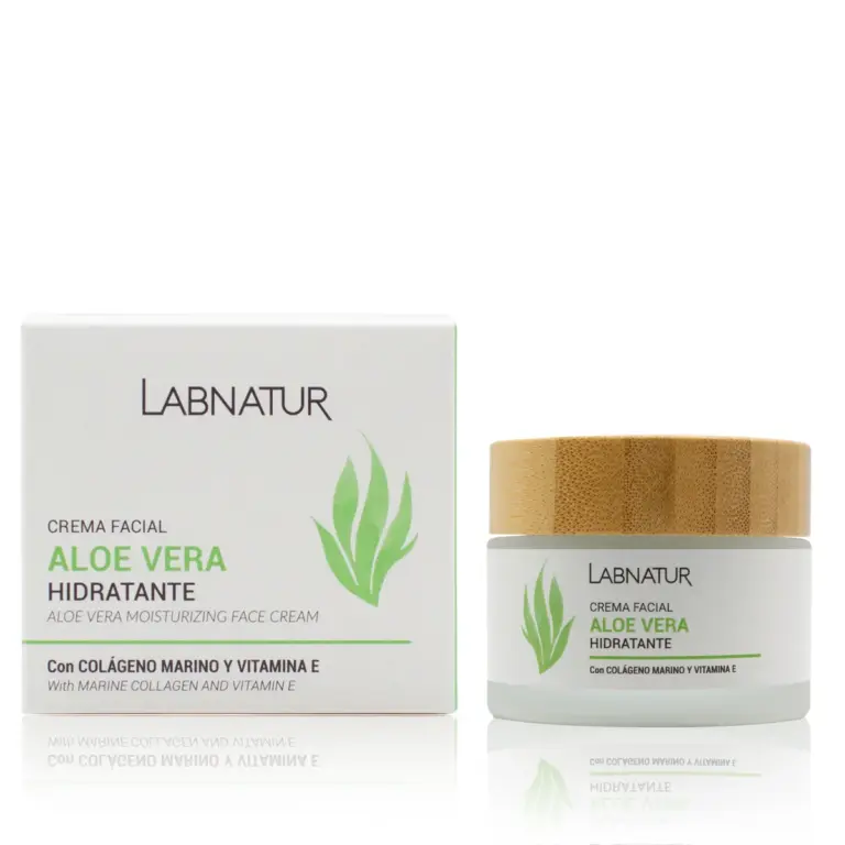 Crema facial Aloe Vera 50ml Labnatur natural con colágeno marino vitamina E flor de loto y aceite de aguacate
