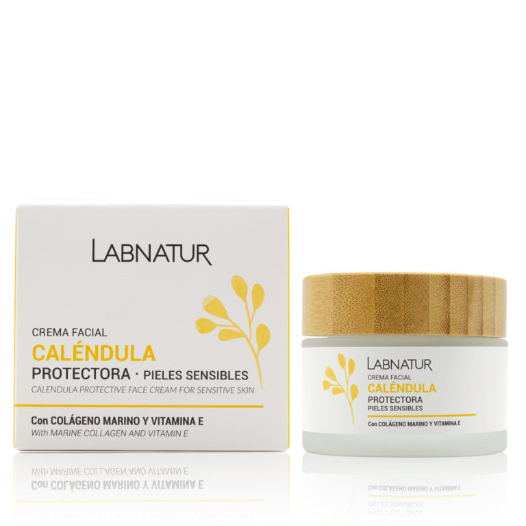 Crema facial Caléndula 50ml Labnatur natural con colágeno marino camomila vitamina E y aceite de almendras dulces