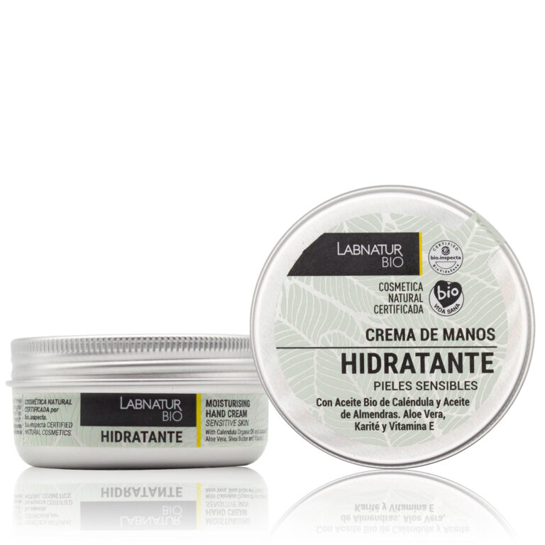 Crema de Manos Hidratante Pieles Sensibles 50ml Labnatur Bio natural certificada con caléndula, almendras, aloe vera, karité y vitamina E.