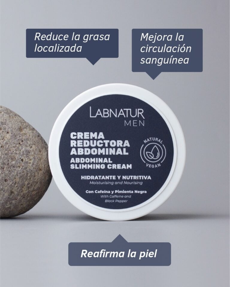 Crema reductora abdominal Hombre Labnatur con beneficios para reducir grasa localizada, mejorar la circulación y reafirmar la piel.