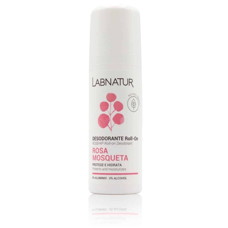 Desodorante Rosa Mosqueta Roll-On 75ml Labnatur natural y vegano, sin alcohol ni sales de aluminio, para piel sensible.