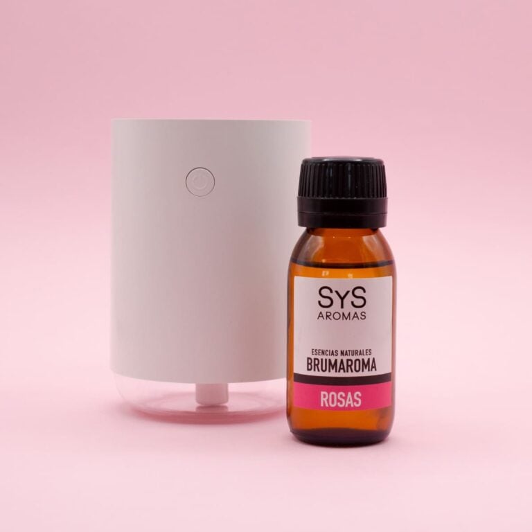 Esencia Hidrosoluble Rosas 50ml SYS Aromas con frasco y estuche de la fragancia