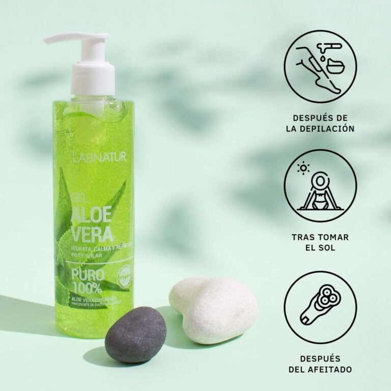 Gel Aloe Vera 100% Puro Labnatur 250ml para piel sensible, post-sol, depilación y afeitado.