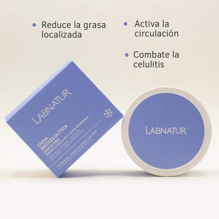 Gel crema anticelulítico efecto frío Labnatur con beneficios para reducir grasa localizada, activar la circulación y combatir la celulitis.