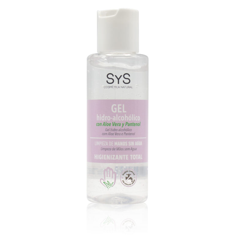 Gel hidroalcohólico Aloe Vera y Pantenol 100ml SYS para limpieza de manos sin agua.