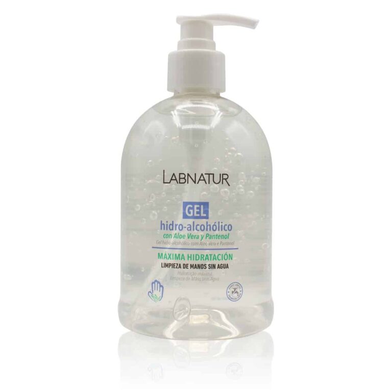 Gel hidroalcohólico Aloe Vera y Pantenol 500ml Labnatur con dosificador para limpieza de manos sin agua