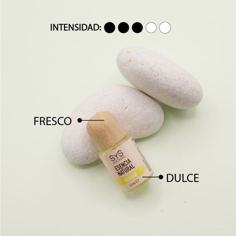 Esencia Azahar 12ml SYS Aromas junto a piedras blancas con aroma fresco y dulce e intensidad tres de cinco