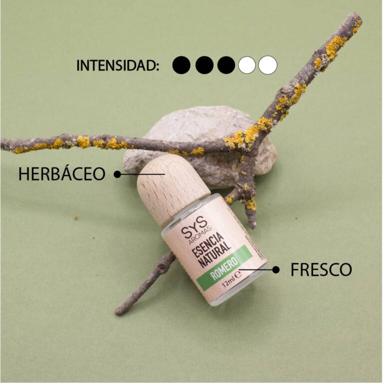 Esencia Romero 12ml SYS Aromas con ramas y piedra perfil herbáceo y fresco e intensidad tres de cinco