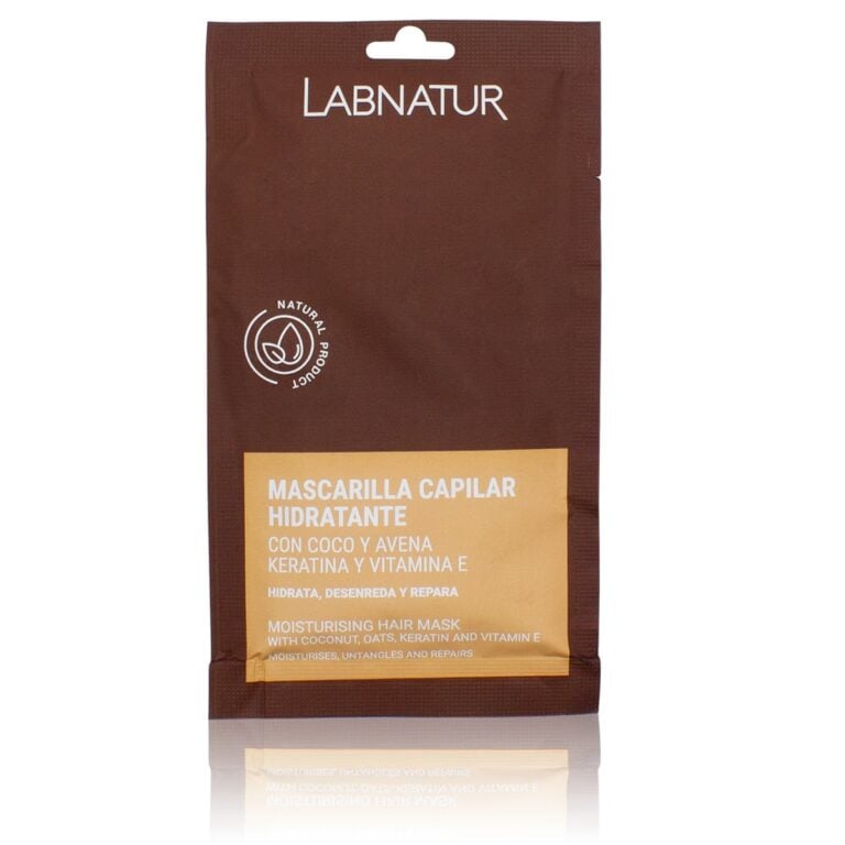 Mascarilla Capilar Coco y Avena con Keratina 20ml Labnatur para hidratar, desenredar, reparar y suavizar el cabello.