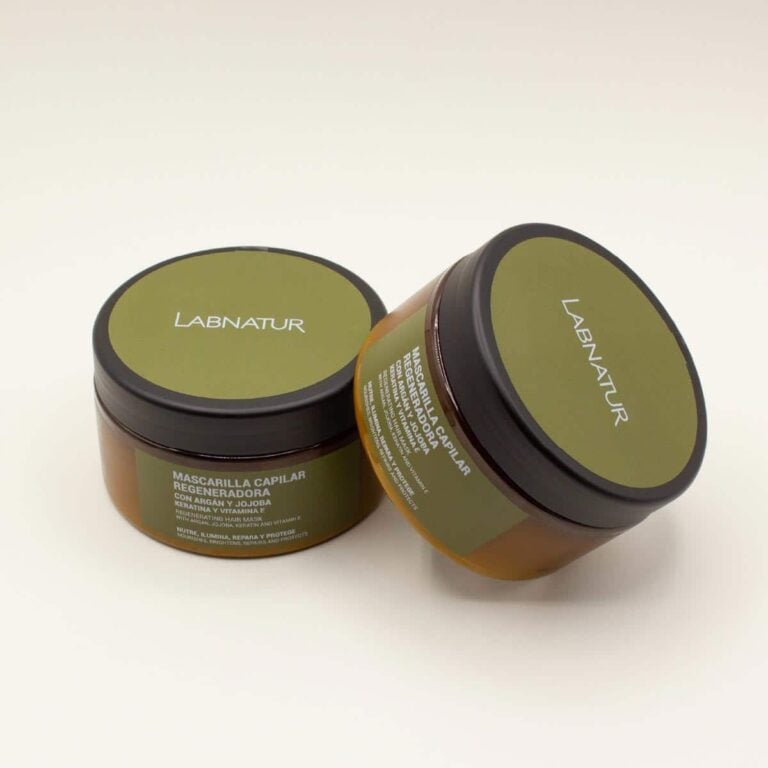 Dos envases de Mascarilla Capilar Regeneradora Argán y Jojoba con Keratina Labnatur 250ml.