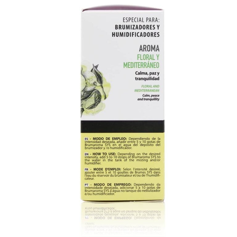 Lateral del envase de Esencia Hidrosoluble Azahar 50ml con aroma floral y mediterráneo