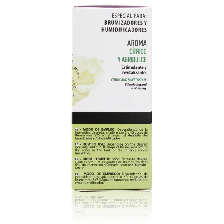 Lateral del envase de Esencia Hidrosoluble Lemongrass 50ml con aroma cítrico y agridulce