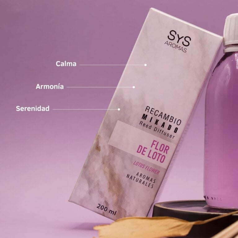 Recambio Mikado Flor de Loto 200ml SYS Aromas con los conceptos calma armonía y serenidad