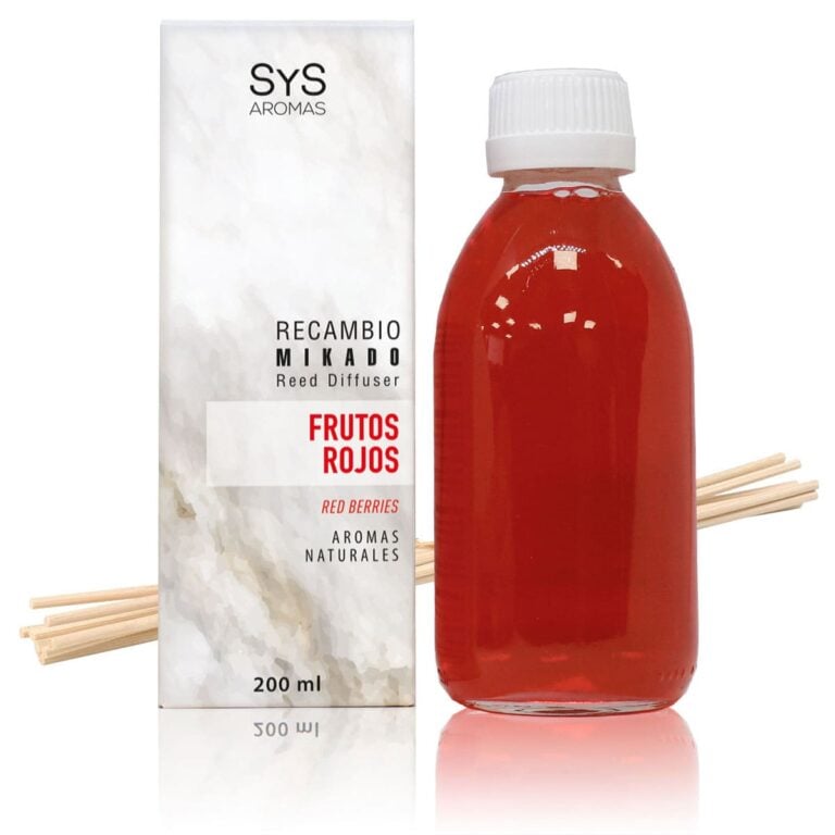 Recambio Mikado Frutos Rojos 200ml + Palos Mármol SYS Aromas aroma afrutado y dulce