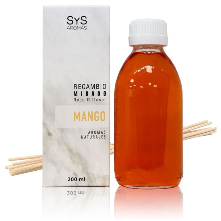 Recambio Mikado Mango 200ml + Palos Mármol SYS Aromas aroma tropical y afrutado
