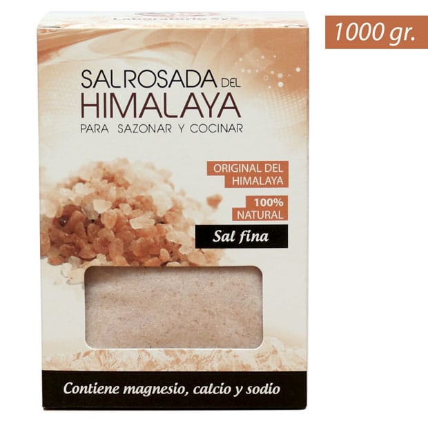 Sal Rosada del Himalaya fina 1 kg SYS 100% natural, sin refinar ni aditivos, ideal para cocinar, sazonar y condimentar.