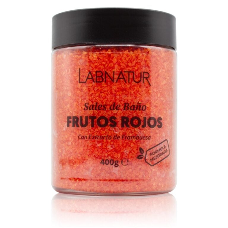 Sales de Baño Frutos Rojos 400g Labnatur naturales y veganas con extracto de frambuesa para baño relajante y revitalizante